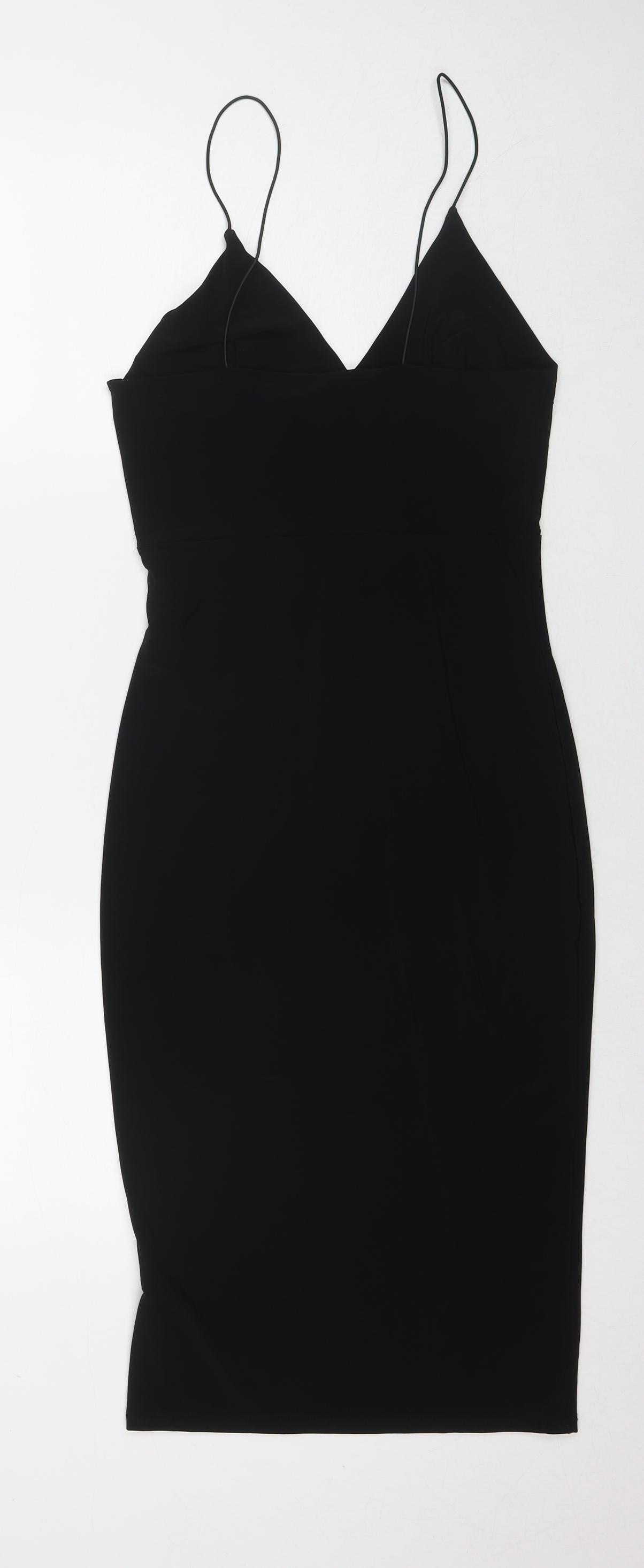 Club L Womens Black Polyester Slip Dress Size 10 V-Neck Pullover