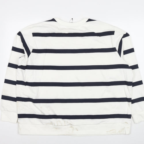 Marks and Spencer Womens White Striped Cotton Pullover Sweatshirt Size XL Pullover