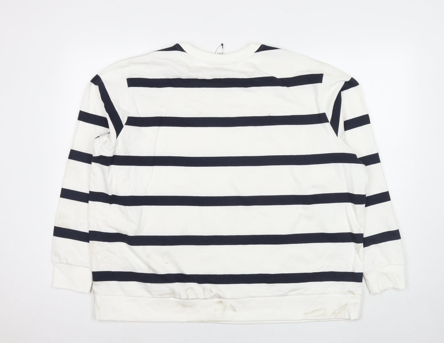 Marks and Spencer Womens White Striped Cotton Pullover Sweatshirt Size XL Pullover