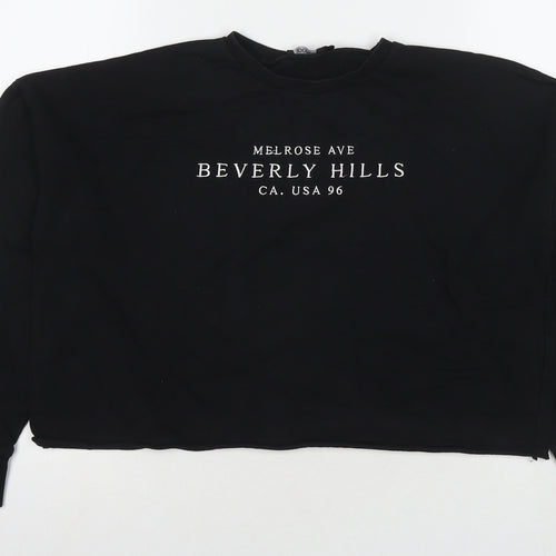 Boohoo Womens Black Cotton Pullover Sweatshirt Size M Pullover - Beverly Hills Cropped