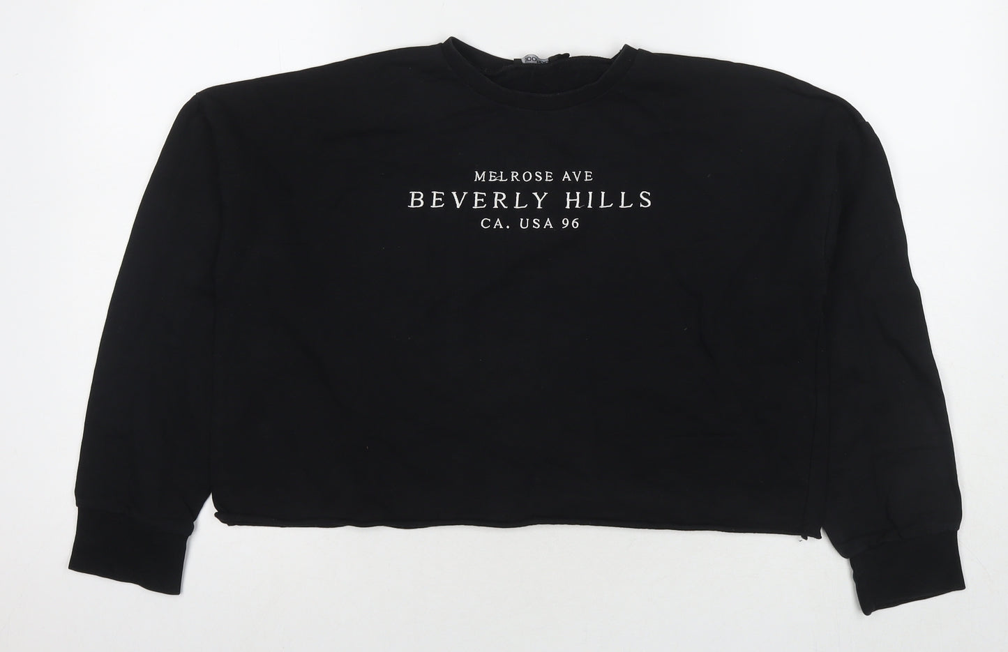 Boohoo Womens Black Cotton Pullover Sweatshirt Size M Pullover - Beverly Hills Cropped