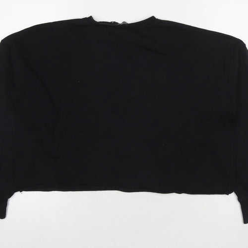 Boohoo Womens Black Cotton Pullover Sweatshirt Size M Pullover - Beverly Hills Cropped