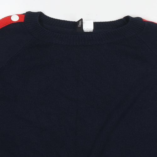 Divided by H&M Womens Blue Round Neck Cotton Pullover Jumper Size L