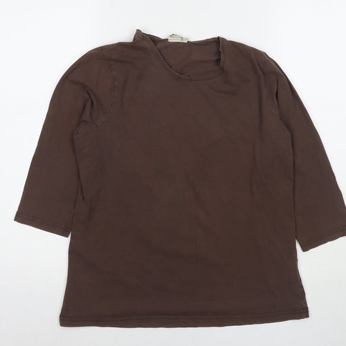 Cotton Traders Womens Brown Cotton Basic T-Shirt Size 14 Round Neck