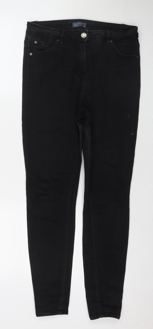 Papaya Womens Black Cotton Skinny Jeans Size 10 L27 in Regular Zip