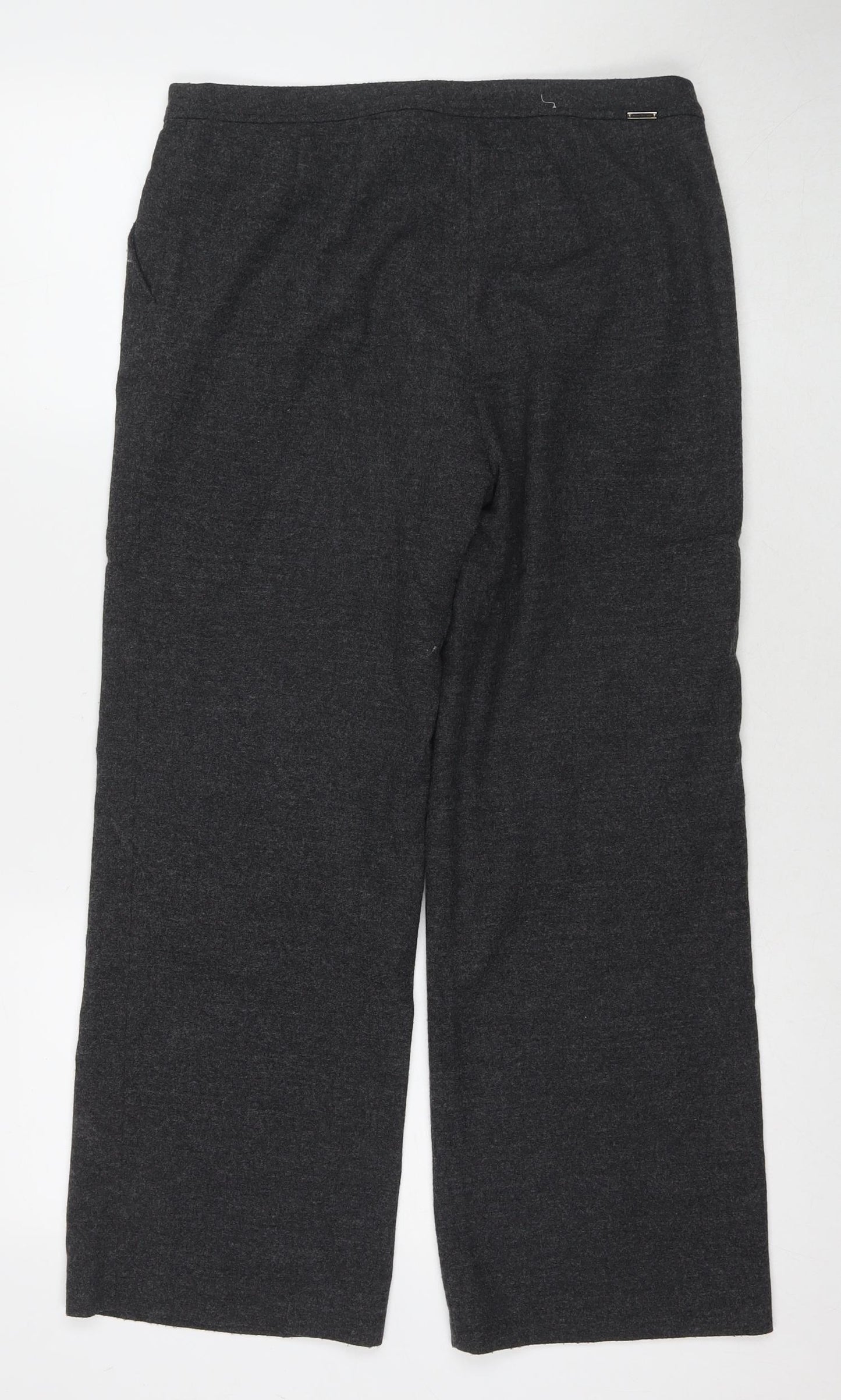 Betty Barclay Womens Grey Wool Trousers Size 10 L25 in Regular Zip