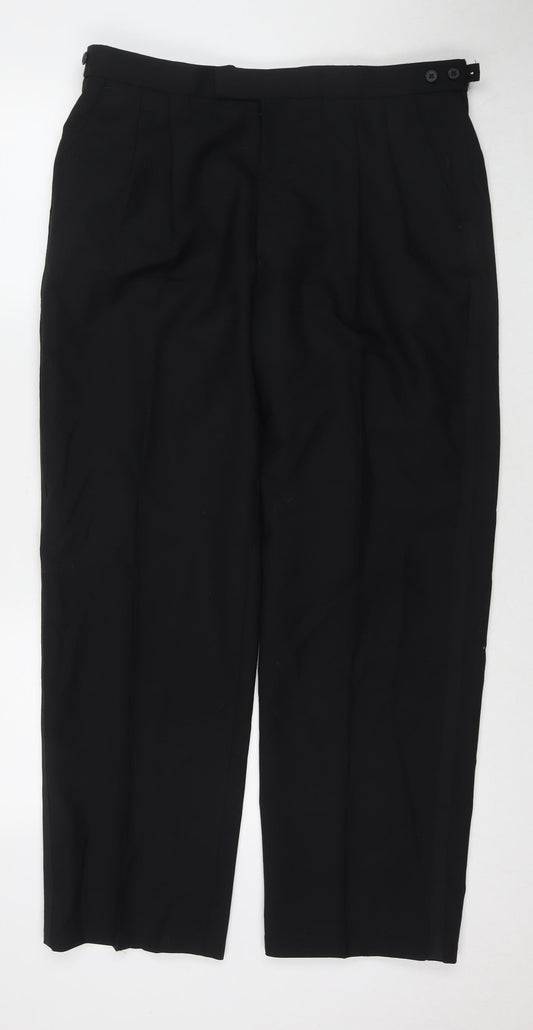 Premiere Mens Black Polyester Dress Pants Trousers Size 36 in L30 in Regular Zip - Short