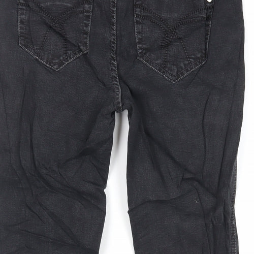 NEXT Womens Black Cotton Cropped Jeans Size 12 L20 in Regular - Elasticated Waist