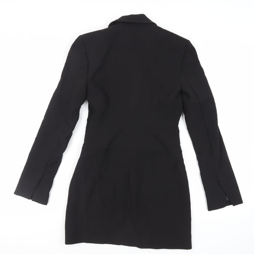 Zara Womens Black Polyester Mini Size S Collared Zip