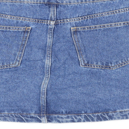 Denim & Co. Womens Blue Cotton Wrap Skirt Size 10 Button - Pockets