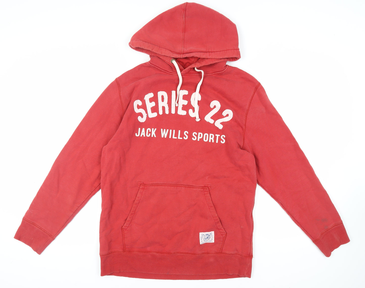 Jack Wills Mens Red Cotton Pullover Hoodie Size S - Vintage