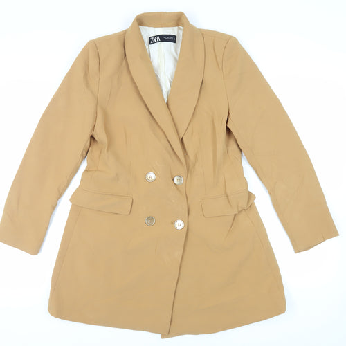 Zara Womens Beige Jacket Blazer Size L Button