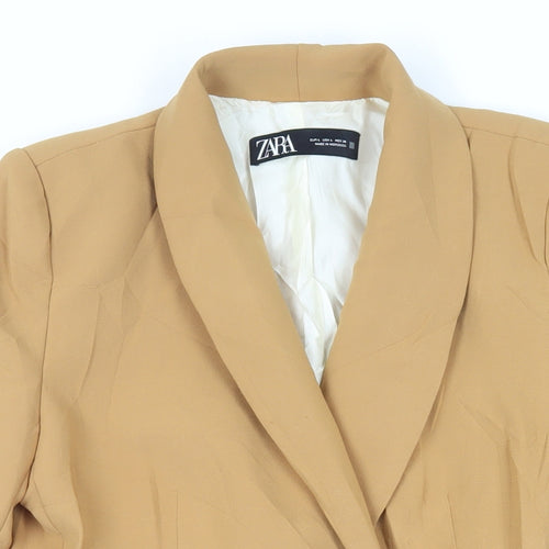 Zara Womens Beige Jacket Blazer Size L Button