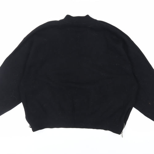 Zara Womens Black Mock Neck Viscose Pullover Jumper Size L - Zip Detail