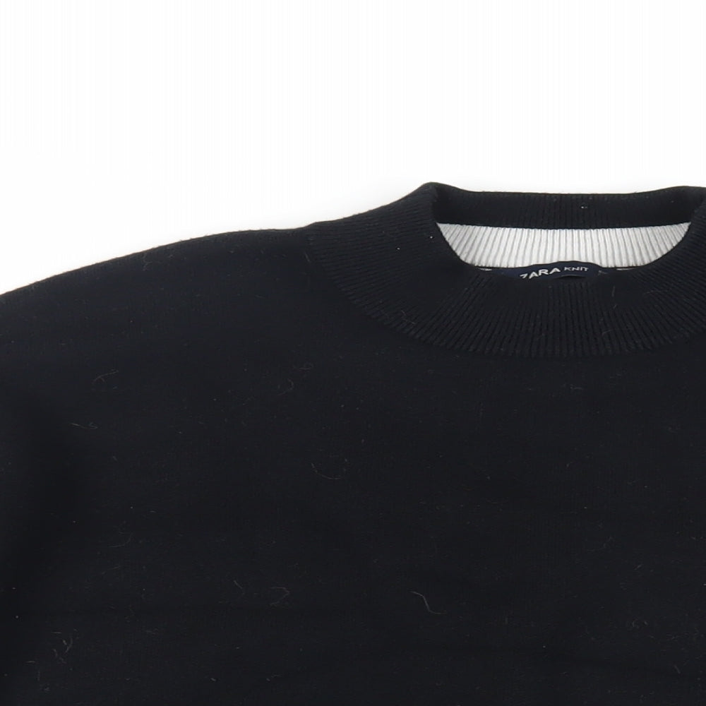 Zara Womens Black Mock Neck Viscose Pullover Jumper Size L - Zip Detail