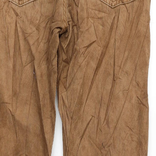 H&M Mens Brown Cotton Trousers Size 34 in L32 in Regular Zip