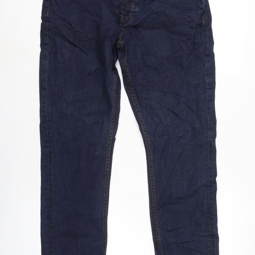 Denim & Co. Mens Blue Cotton Blend Straight Jeans Size 30 in L32 in Regular Button