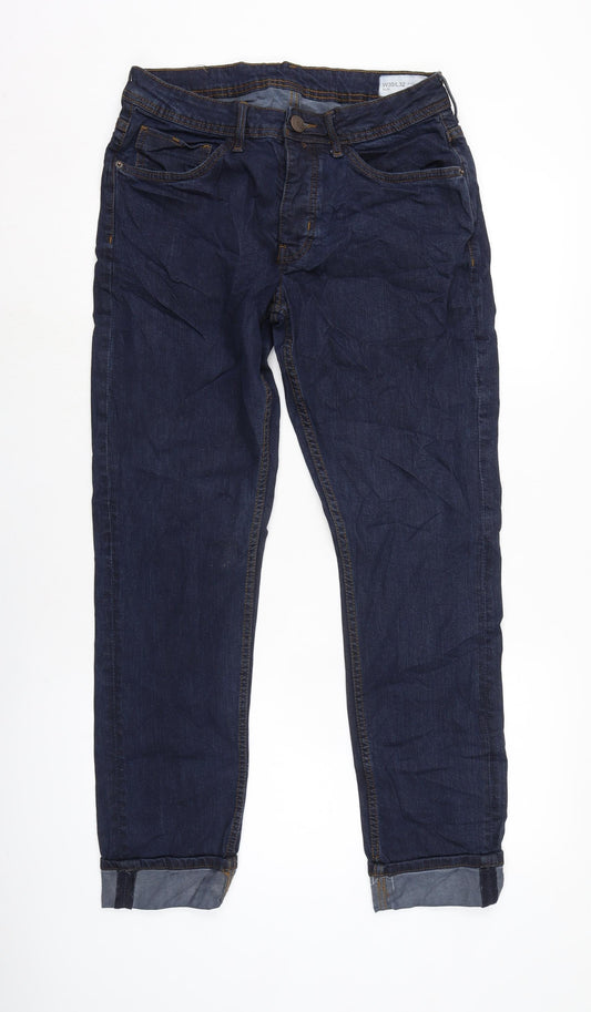 Denim & Co. Mens Blue Cotton Blend Straight Jeans Size 30 in L32 in Regular Button