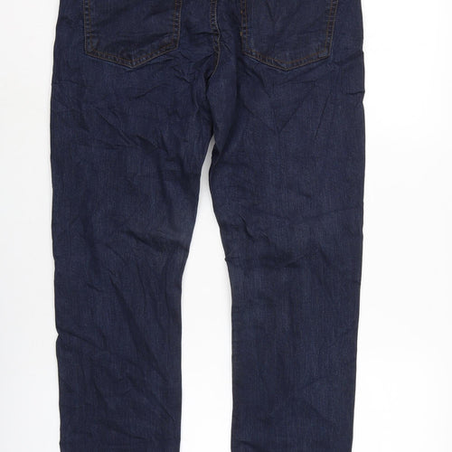 Denim & Co. Mens Blue Cotton Blend Straight Jeans Size 30 in L32 in Regular Button