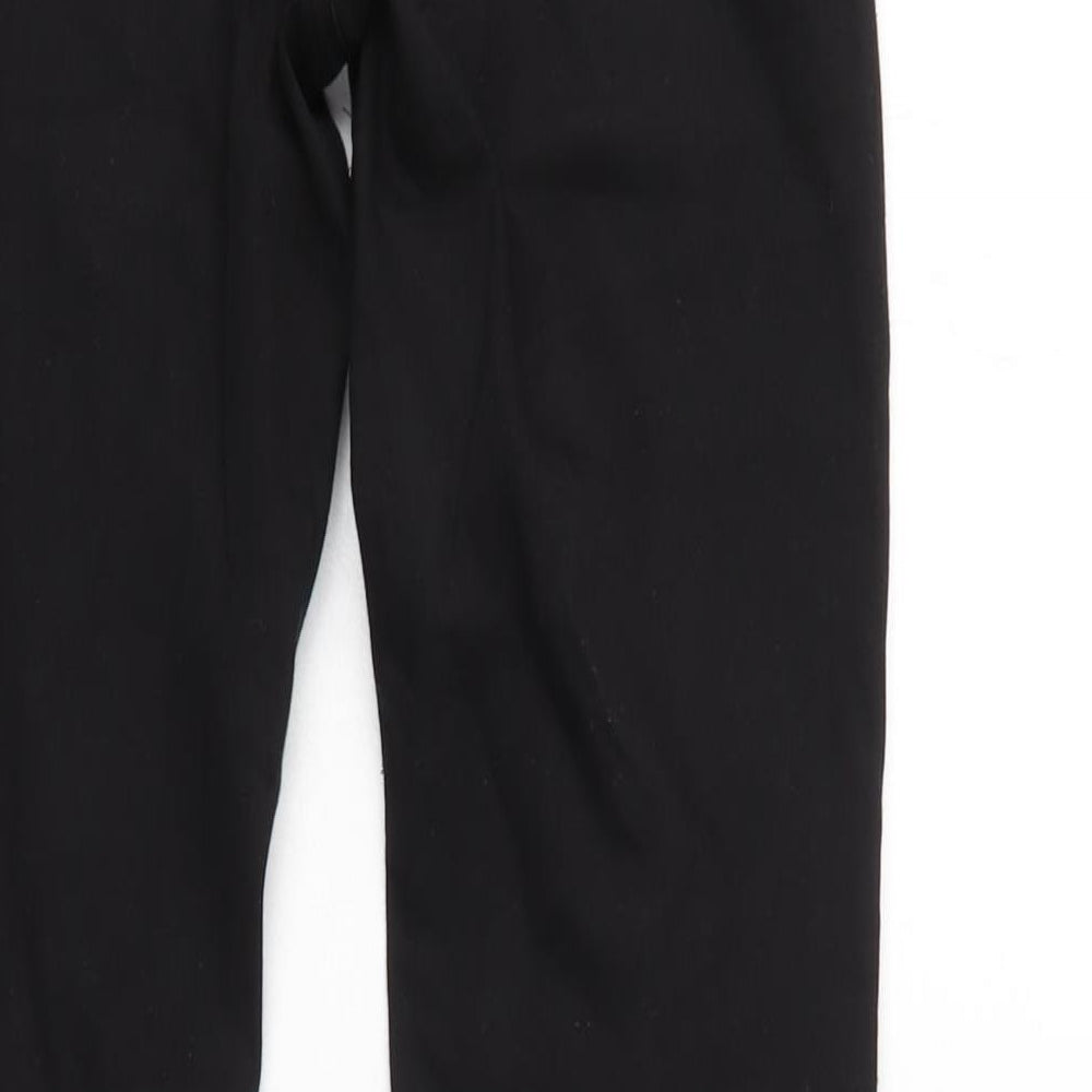 Denim & Co. Womens Black Cotton Capri Leggings Size 10 L33 in - Leather look detail to front.