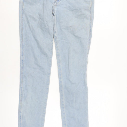 H&M Womens Blue Cotton Blend Tapered Jeans Size 8 L29 in Regular Zip