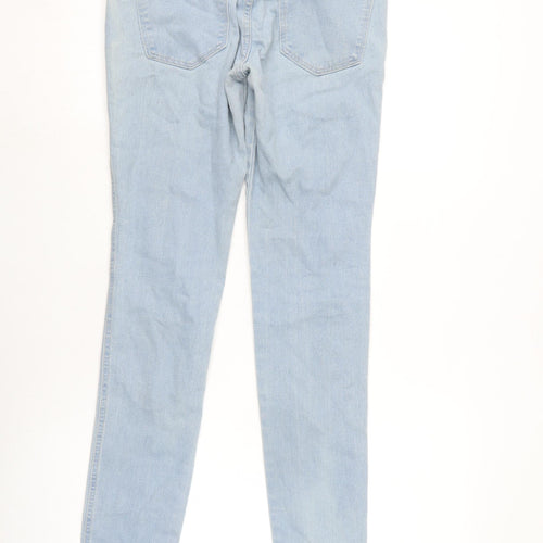 H&M Womens Blue Cotton Blend Tapered Jeans Size 8 L29 in Regular Zip