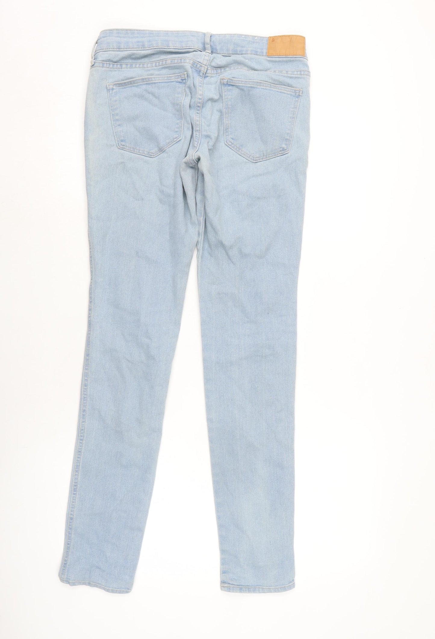 H&M Womens Blue Cotton Blend Tapered Jeans Size 8 L29 in Regular Zip