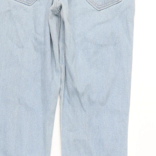 H&M Womens Blue Cotton Blend Tapered Jeans Size 8 L29 in Regular Zip