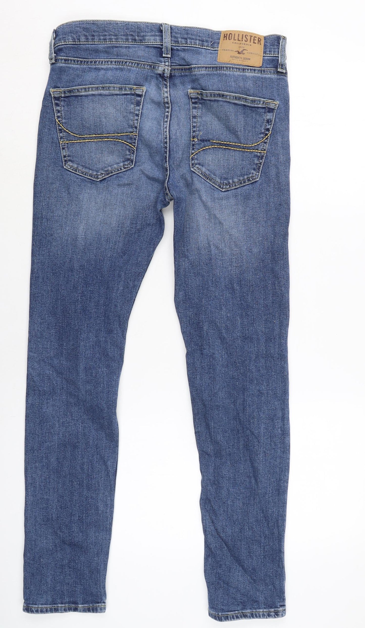 Hollister Mens Blue Cotton Blend Straight Jeans Size 30 in L29 in Regular Zip