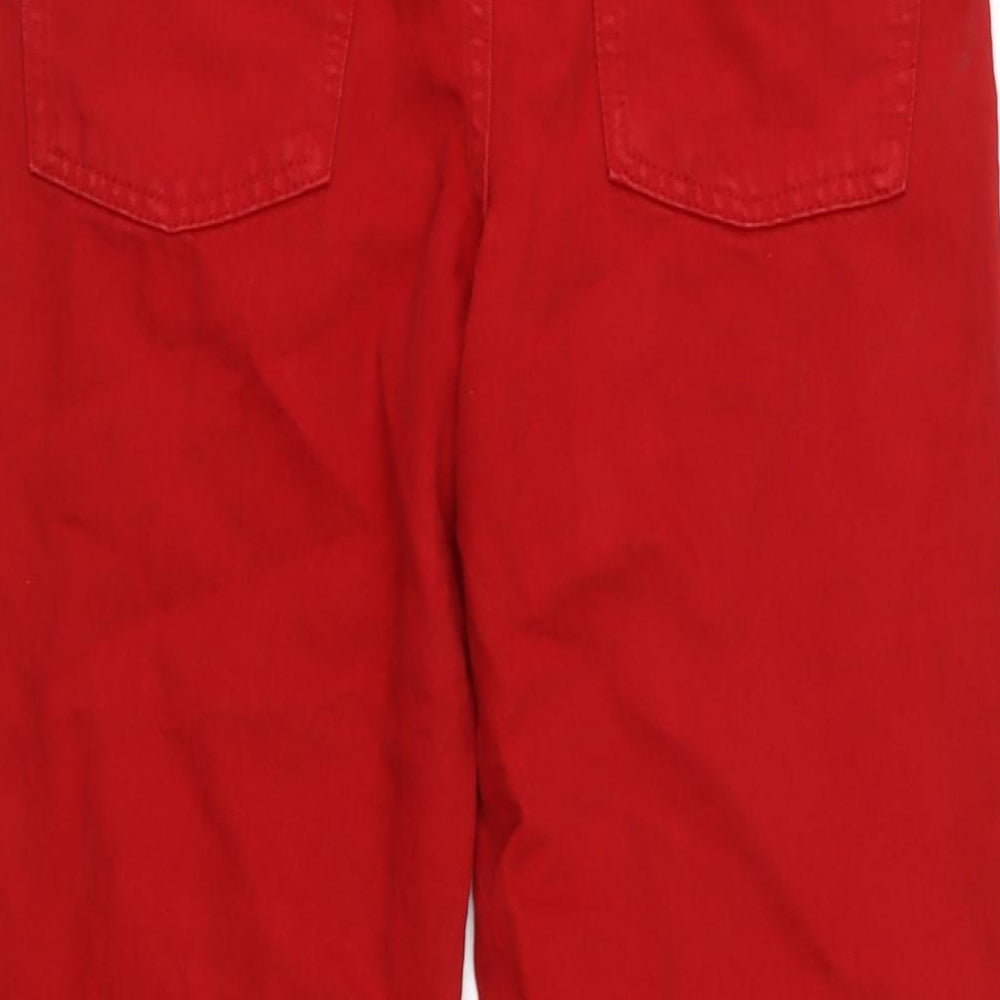 Zara Womens Red Cotton Wide-Leg Jeans Size 6 L26 in Regular Zip