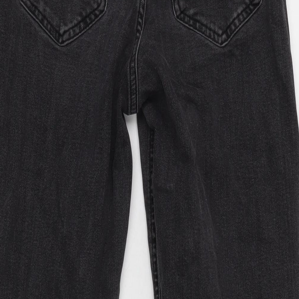 Marks and Spencer Womens Grey Cotton Blend Straight Jeans Size 8 L28 in Regular Zip