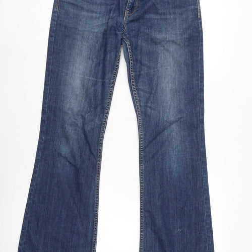 NEXT Womens Blue Cotton Blend Bootcut Jeans Size 10 L30 in Regular Zip