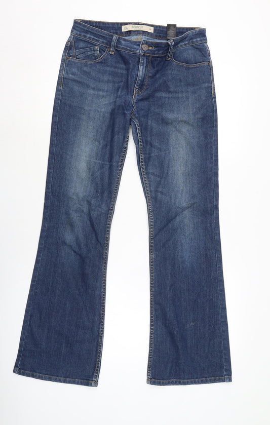 NEXT Womens Blue Cotton Blend Bootcut Jeans Size 10 L30 in Regular Zip