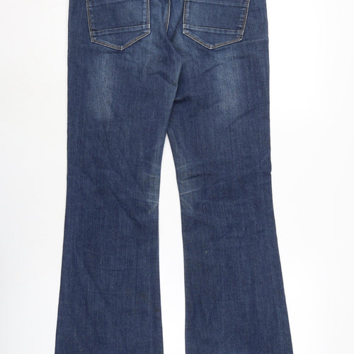 NEXT Womens Blue Cotton Blend Bootcut Jeans Size 10 L30 in Regular Zip