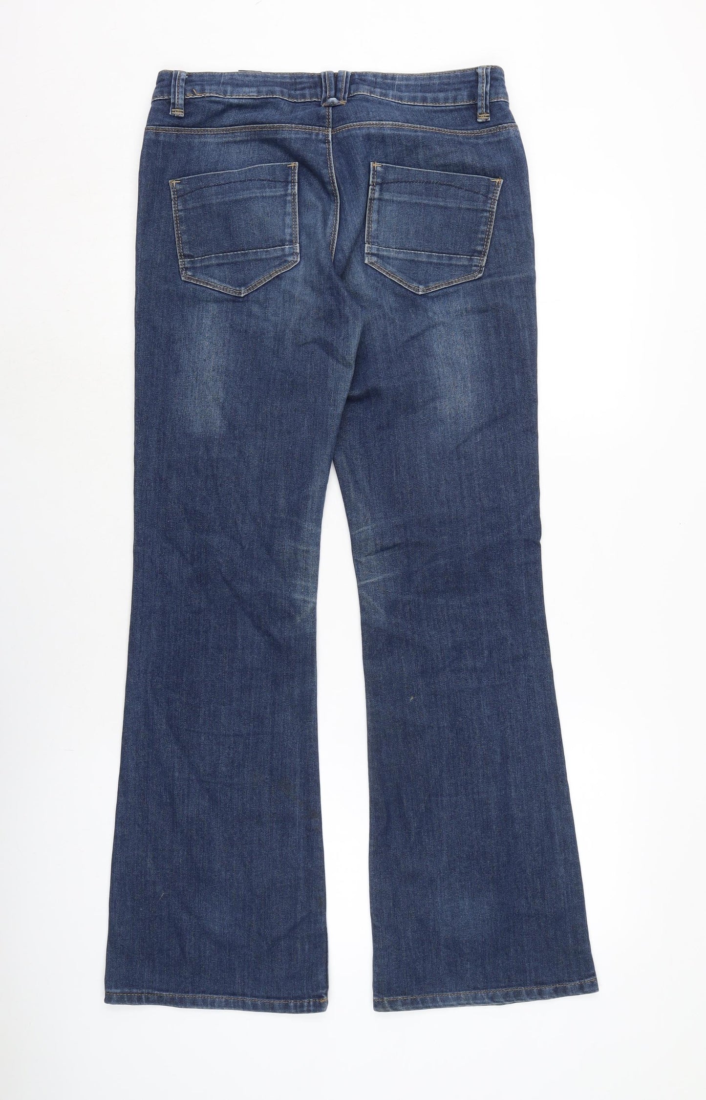 NEXT Womens Blue Cotton Blend Bootcut Jeans Size 10 L30 in Regular Zip