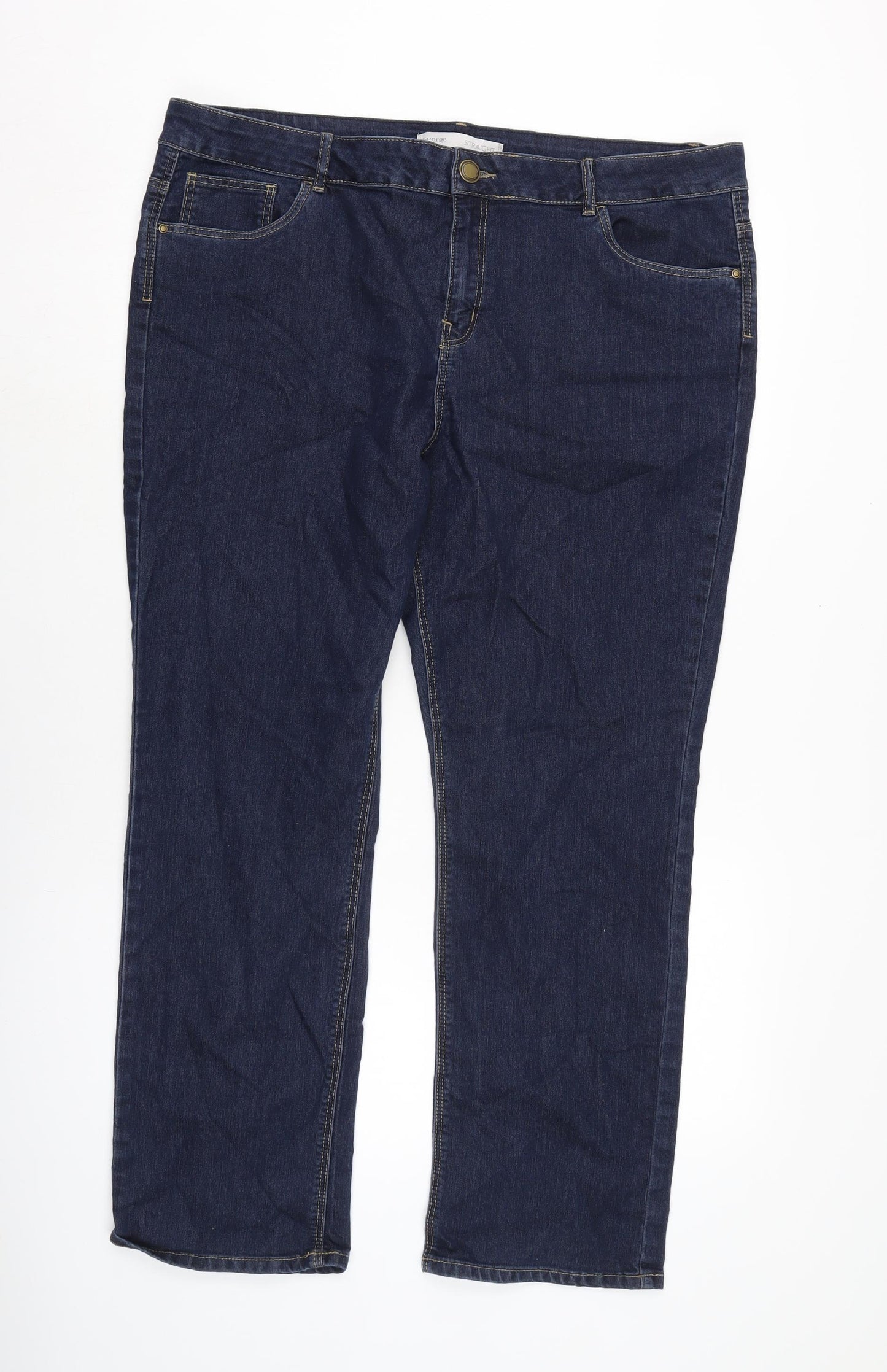 George Womens Blue Cotton Blend Bootcut Jeans Size 20 L28 in Regular Zip