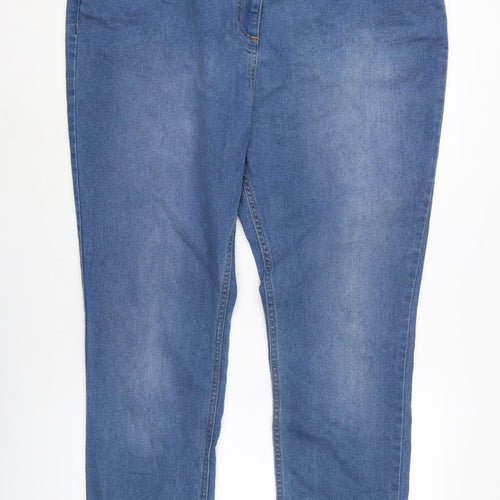 Denim Womens Blue Cotton Blend Straight Jeans Size 20 L27 in Regular Zip