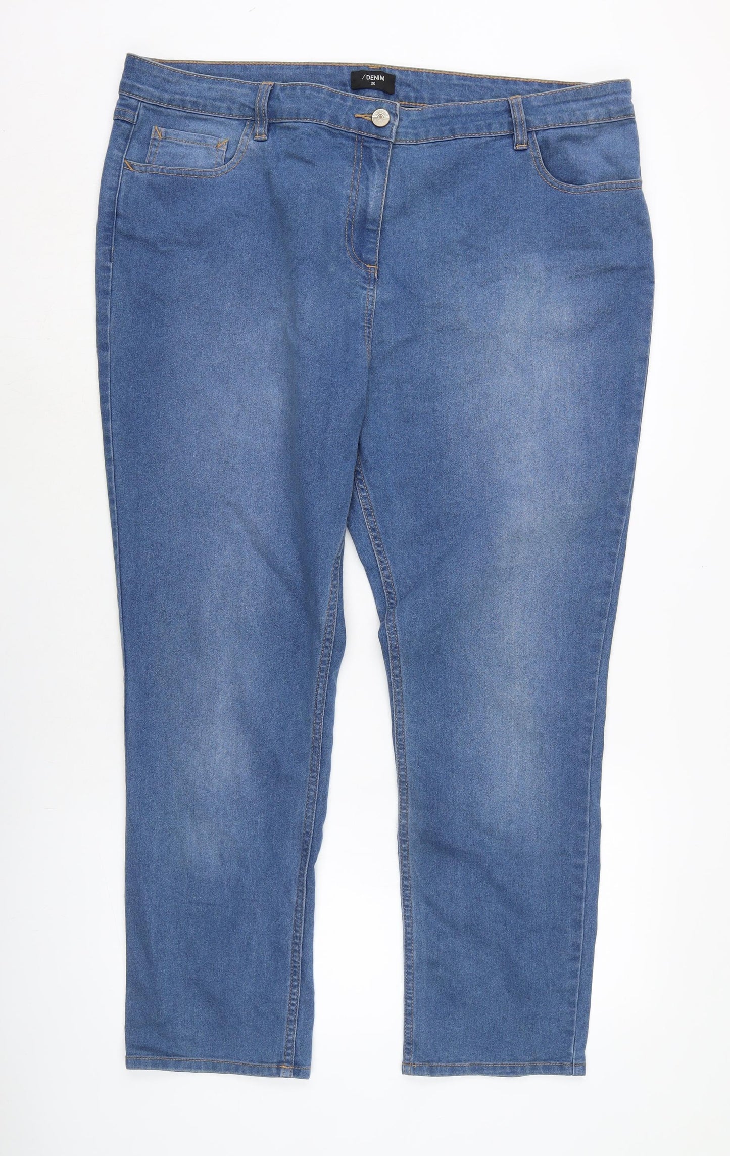 Denim Womens Blue Cotton Blend Straight Jeans Size 20 L27 in Regular Zip