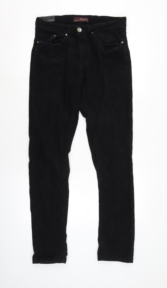 Zara Mens Black Cotton Trousers Size 30 in L31 in Regular Zip