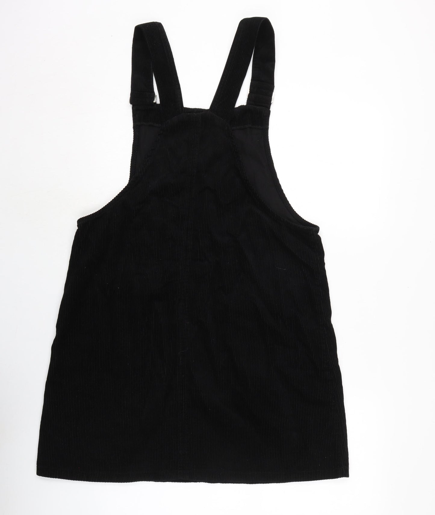 New Look Womens Black Cotton Pinafore/Dungaree Dress Size 14 Square Neck