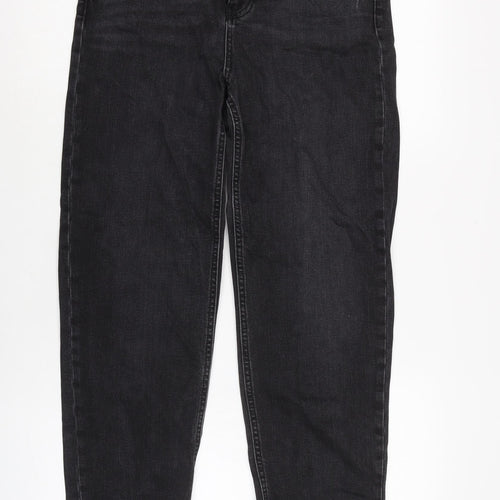 Marks and Spencer Womens Grey Cotton Blend Straight Jeans Size 10 L29 in Regular Zip