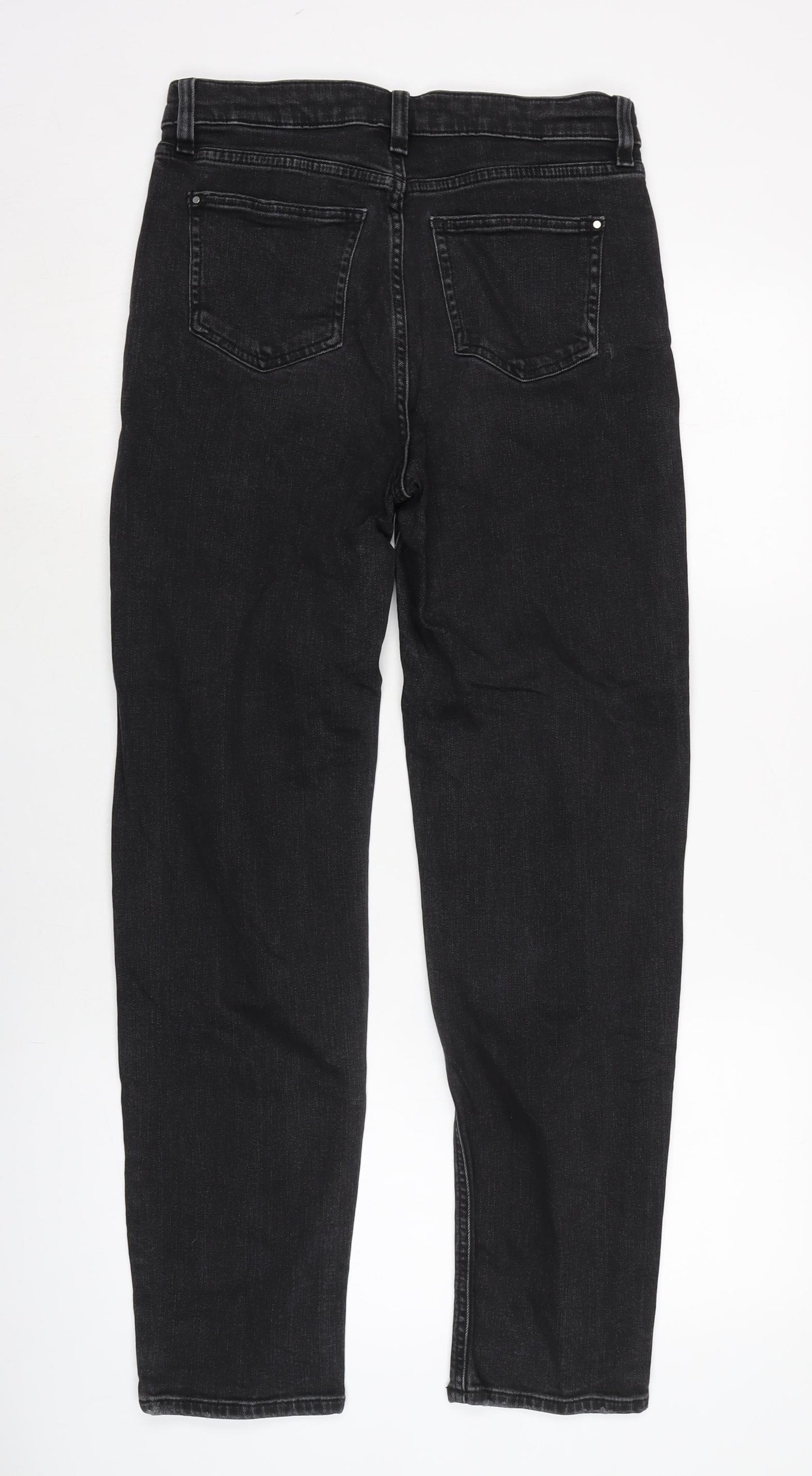 Marks and Spencer Womens Grey Cotton Blend Straight Jeans Size 10 L29 in Regular Zip