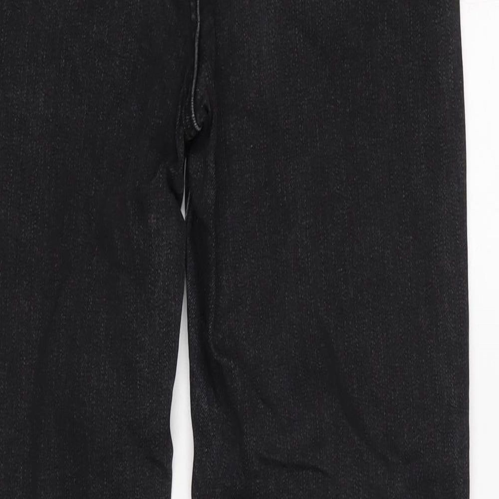 Marks and Spencer Womens Grey Cotton Blend Straight Jeans Size 10 L29 in Regular Zip