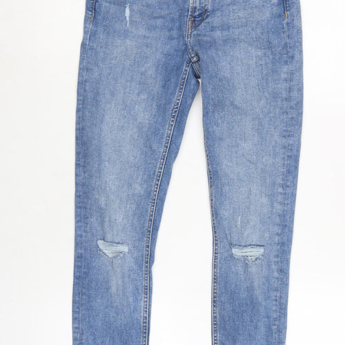 Denim & Co. Womens Blue Cotton Blend Tapered Jeans Size 8 L27.5 in Regular Zip