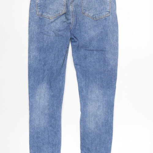 Denim & Co. Womens Blue Cotton Blend Tapered Jeans Size 8 L27.5 in Regular Zip