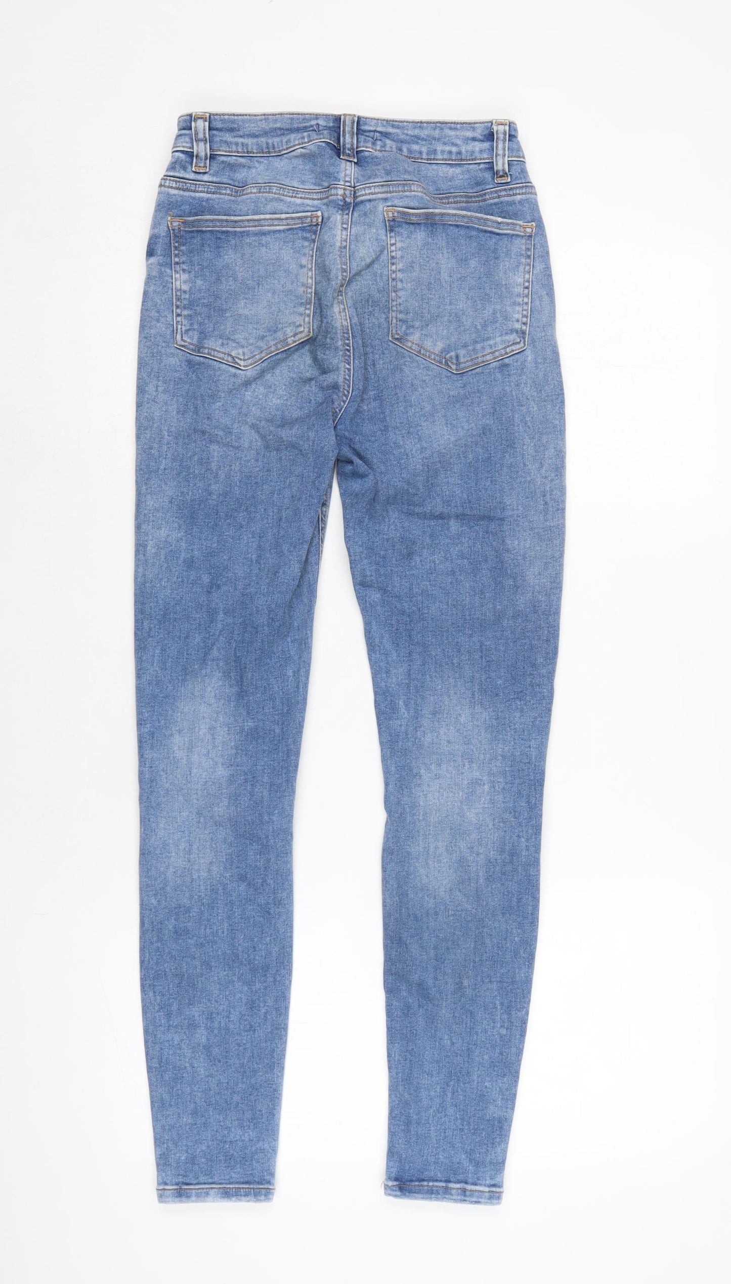 Denim & Co. Womens Blue Cotton Blend Tapered Jeans Size 8 L27.5 in Regular Zip