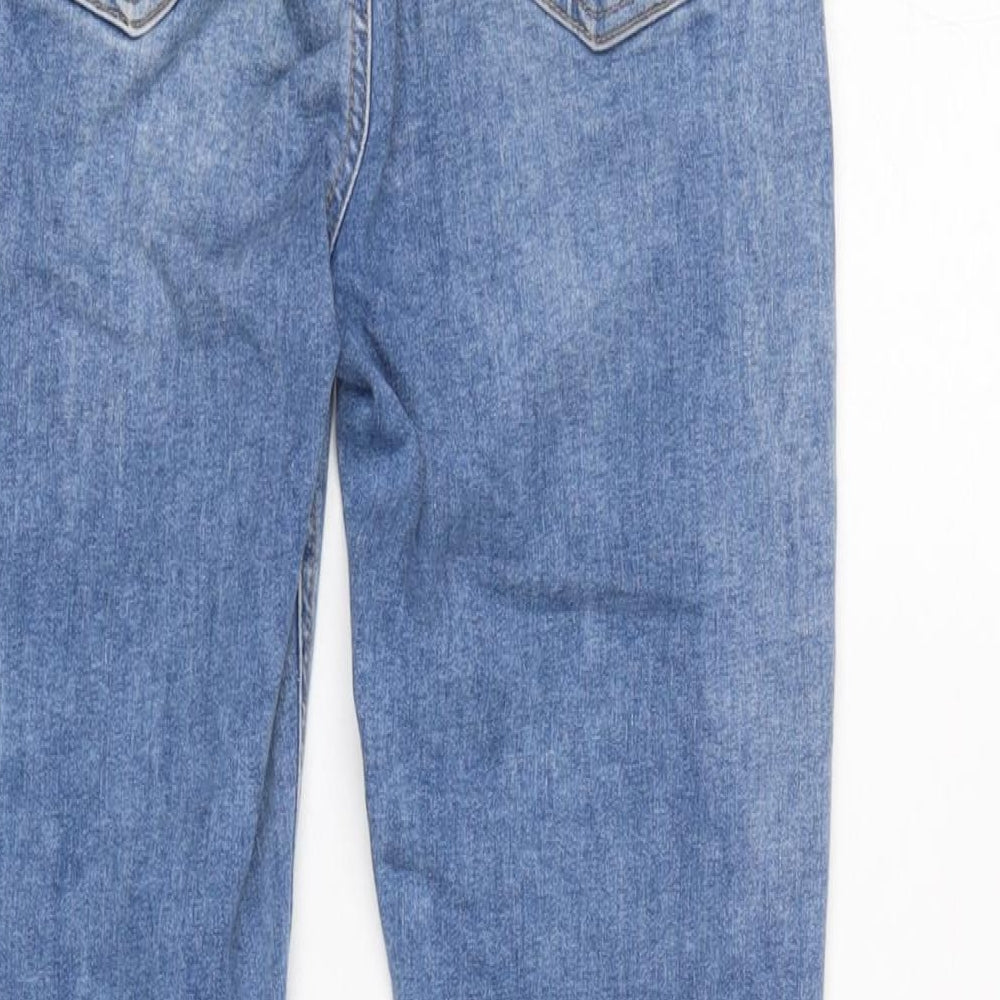 Denim & Co. Womens Blue Cotton Blend Tapered Jeans Size 8 L27.5 in Regular Zip