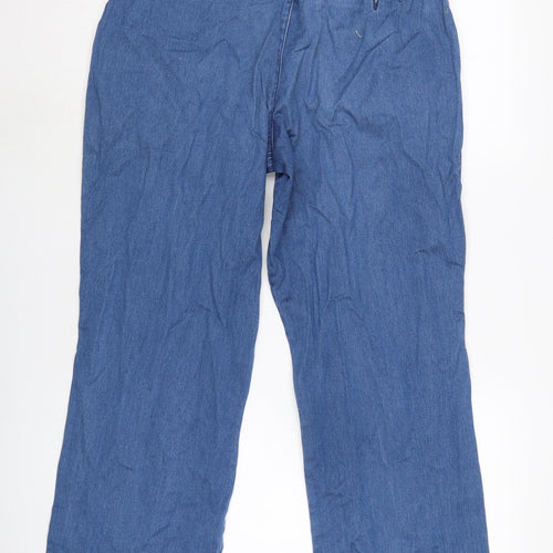 Blue Harbour Mens Blue Cotton Straight Jeans Size 30 in L26 in Regular Zip