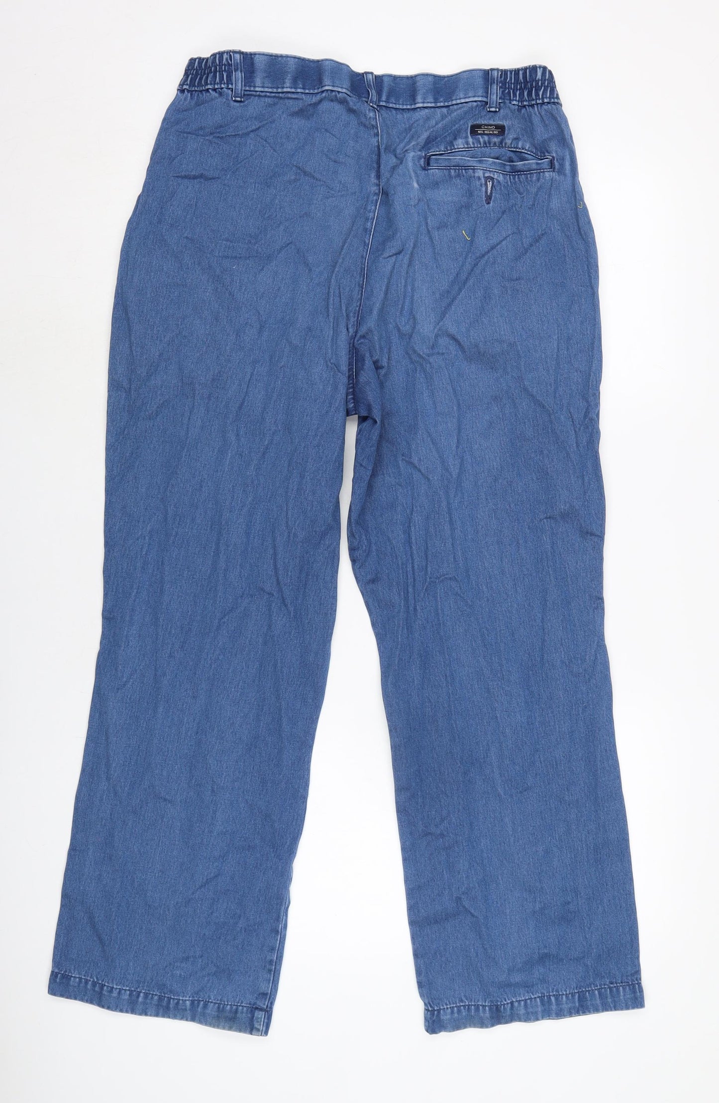 Blue Harbour Mens Blue Cotton Straight Jeans Size 30 in L26 in Regular Zip