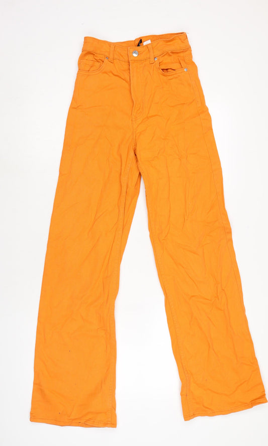 Divided Womens Orange Cotton Blend Wide-Leg Jeans Size 6 L29.5 in Regular Zip